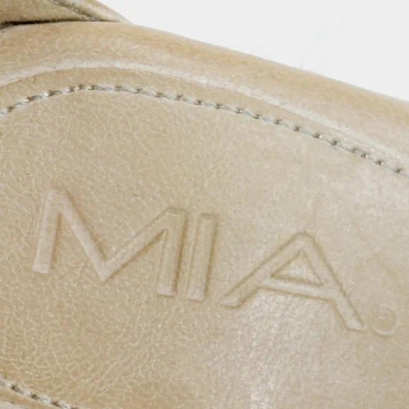 MIA Rope Heels Tan Black White Red Striped Ankle Strap Wedge Sandals C4 - Picture 8 of 11